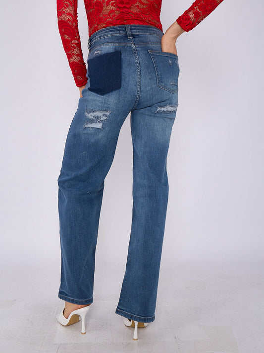 Straight Leg Denim Jeans
