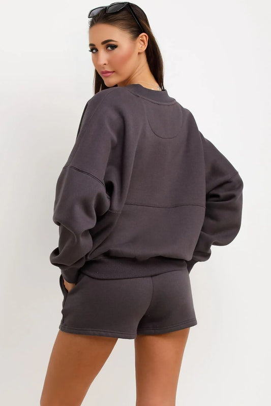 Slate Grey Bomber Jacket and Shorts Loungewear